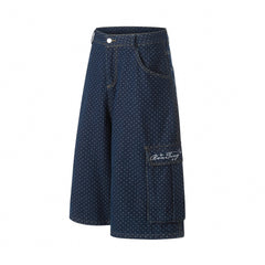CapCabin Polka Dot Denim Cargo Shorts