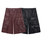 CapCabin Leather Utility Cargo Shorts