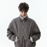 NOAH MARS Old Money Stand Collar Mountain Graphic Velvet Lined Cotton Coat