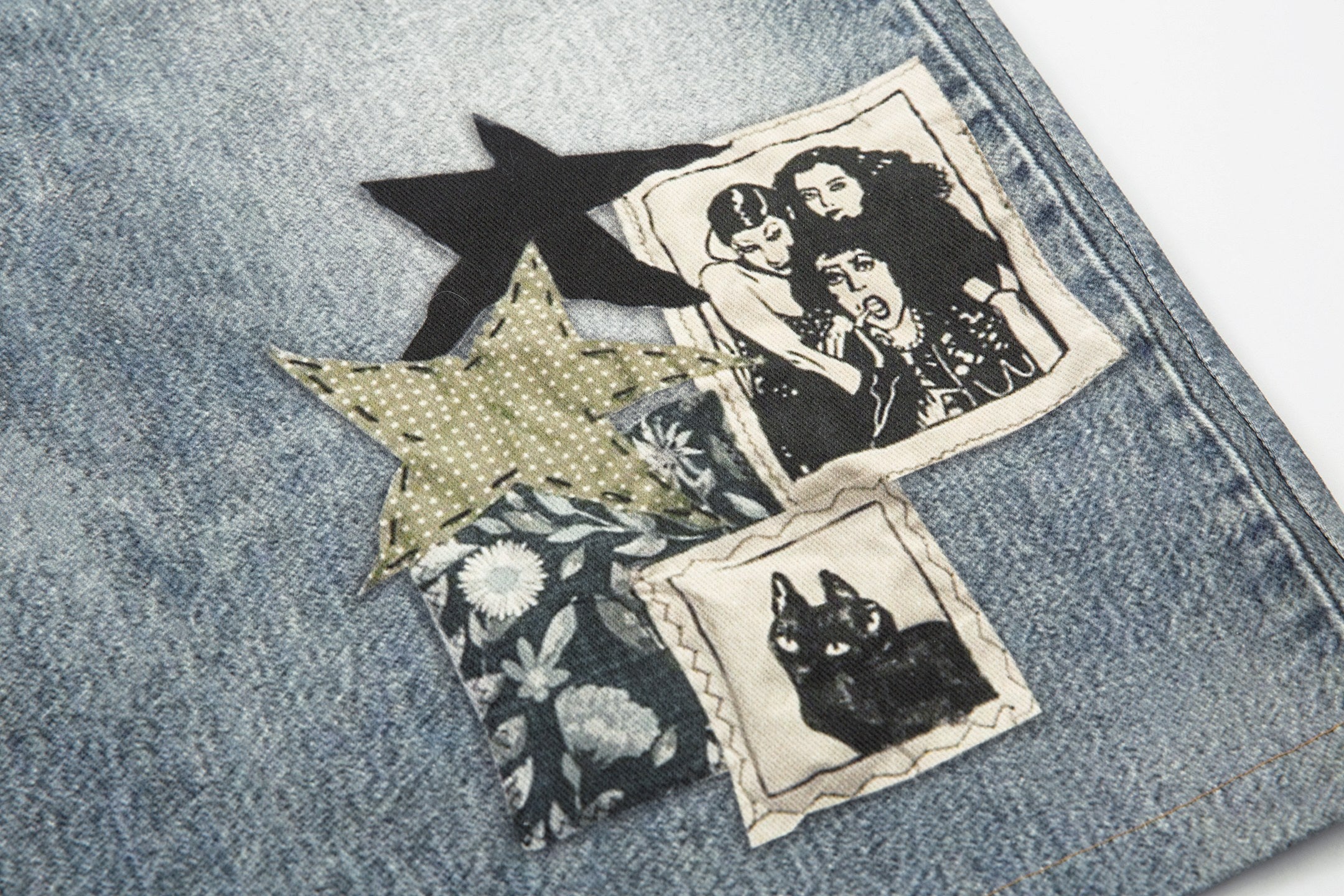 CapCabin “Vintage Charm Patch Denim Shorts