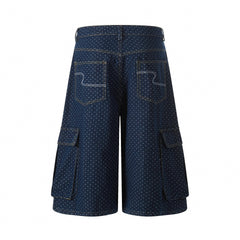 CapCabin Polka Dot Denim Cargo Shorts