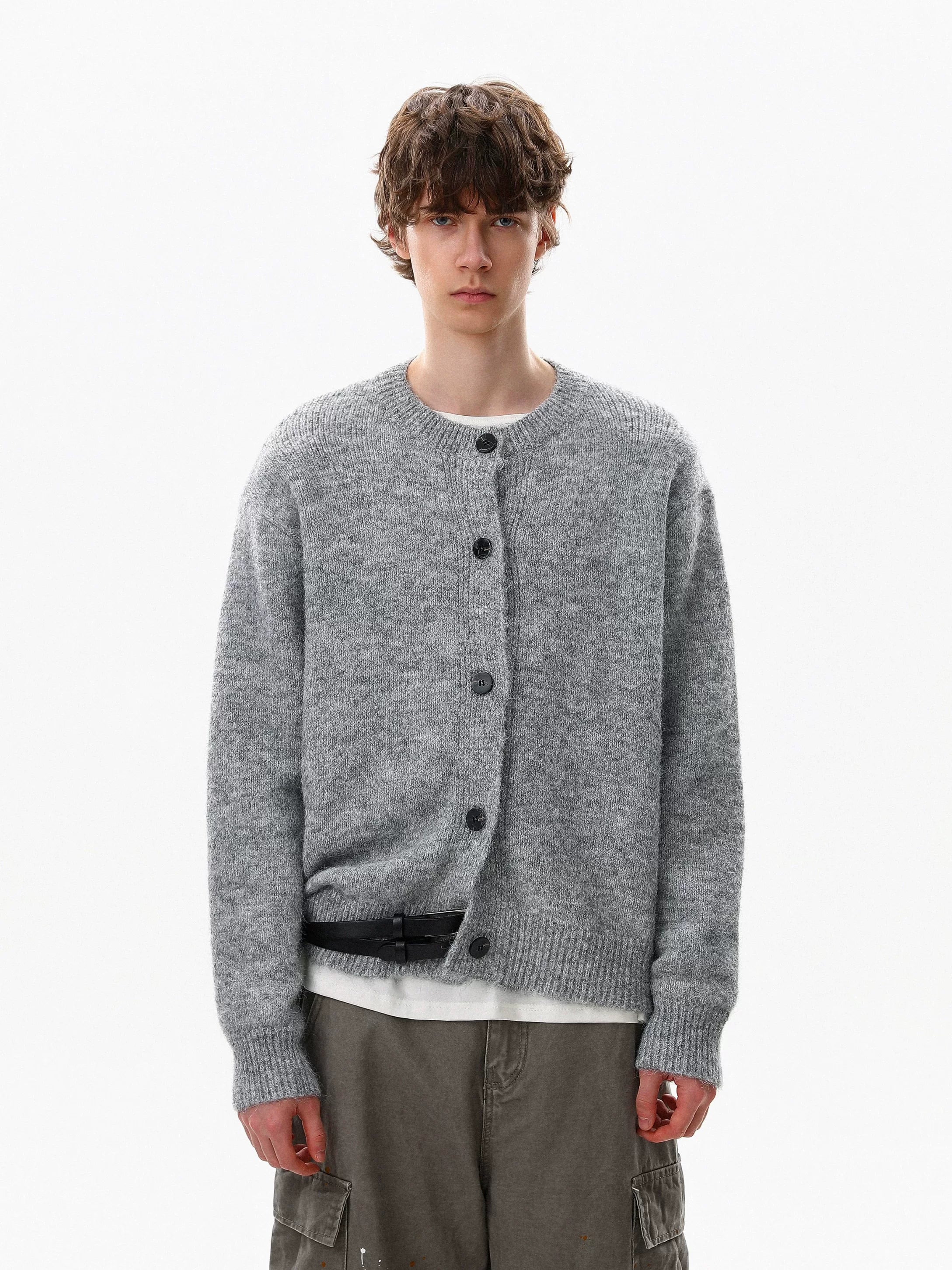 NOAH MARS Retro Old Money Wool Knit Button Cardigan for Men Autumn Winter