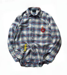 FALSE PERCEPTION Plaid Graphic Shirt Jacket