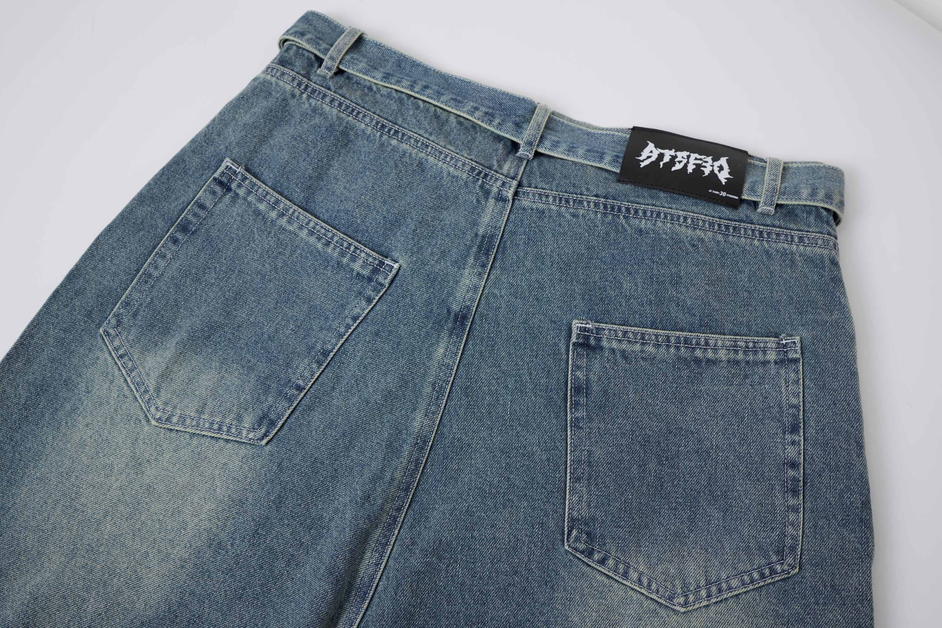 CapCabin Web Panel Strap Denim Shorts