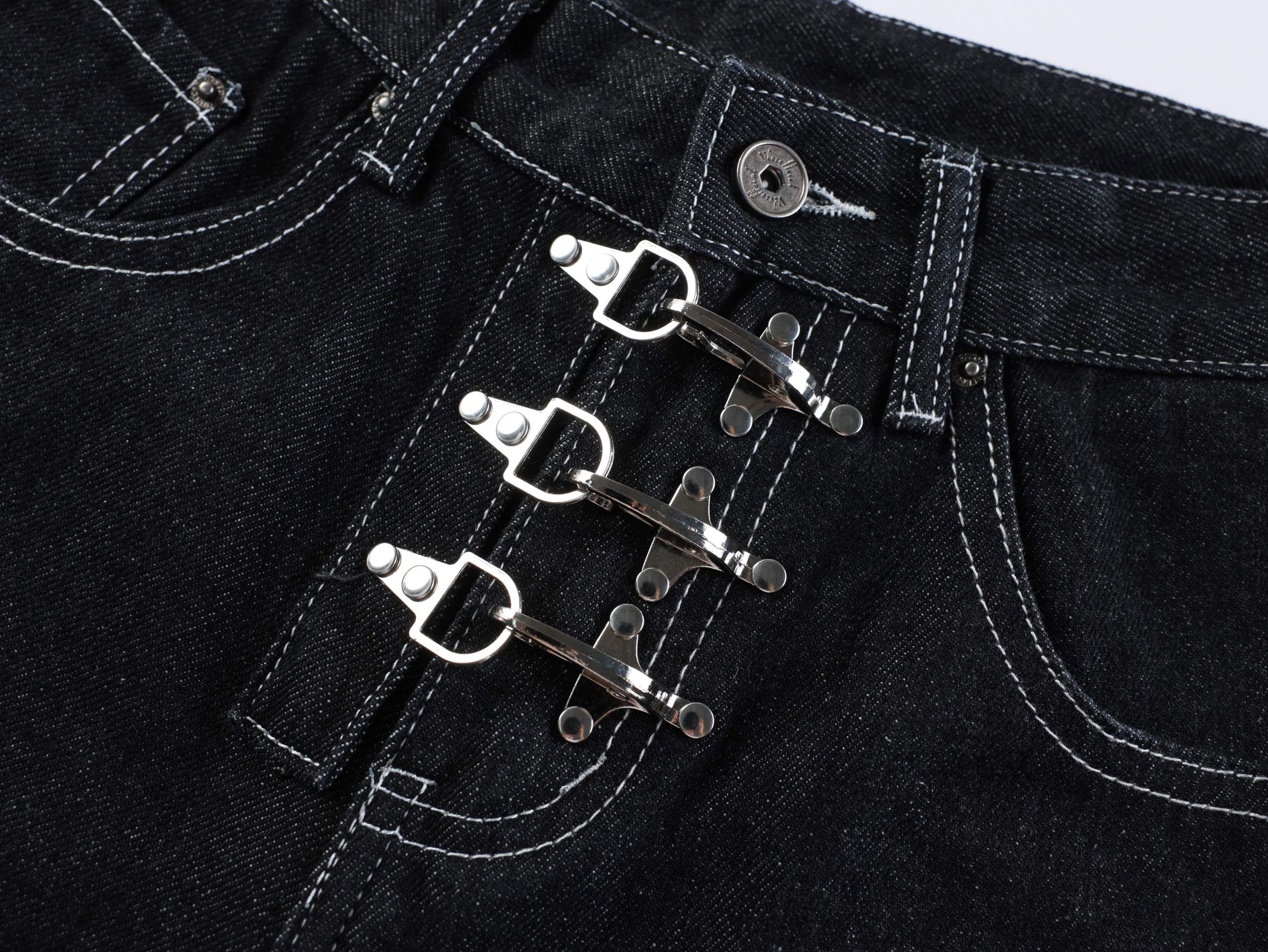 CapCabin Wide-Leg Buckle Denim Shorts